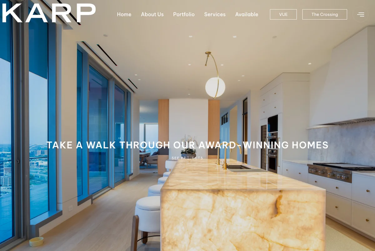 Karp Associates custom home builder website designed by AK Design House