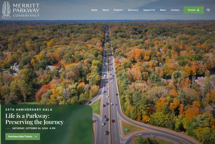 Merritt Parkway Conservancy Connecticut nonprofit website designed by AK Design House