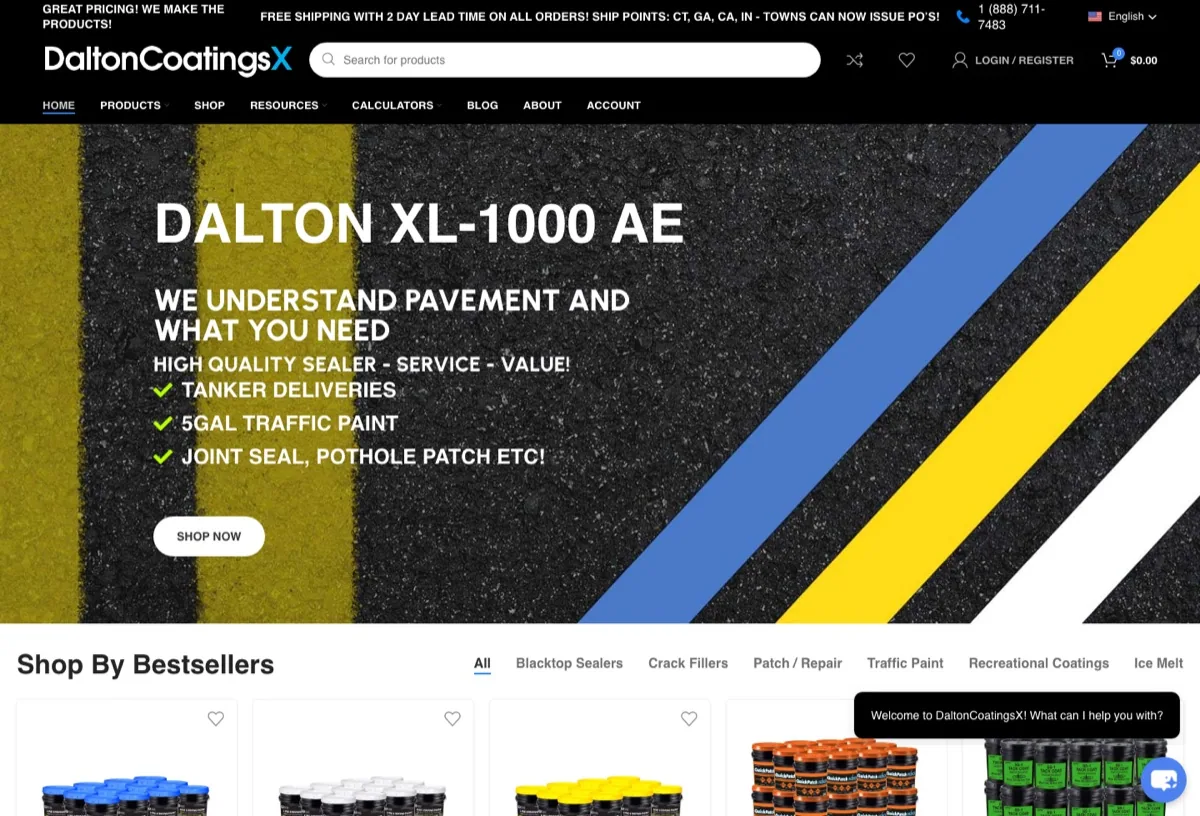 Dalton Coatings X custom e-commerce website designed by AK Design House