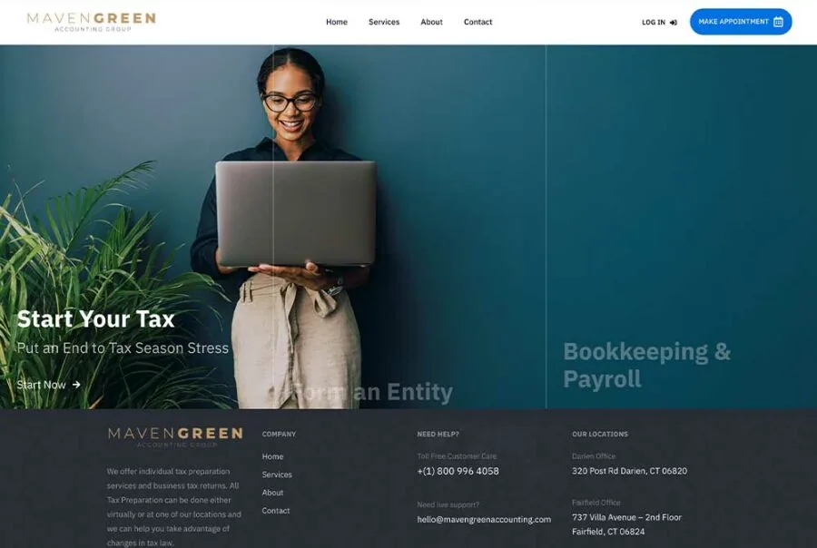 Maven Green Accounting professional-services website designed by AK Design House