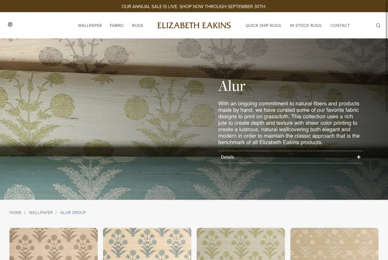 Elizabeth Eakins: Alur wallpaper collection website screenshot