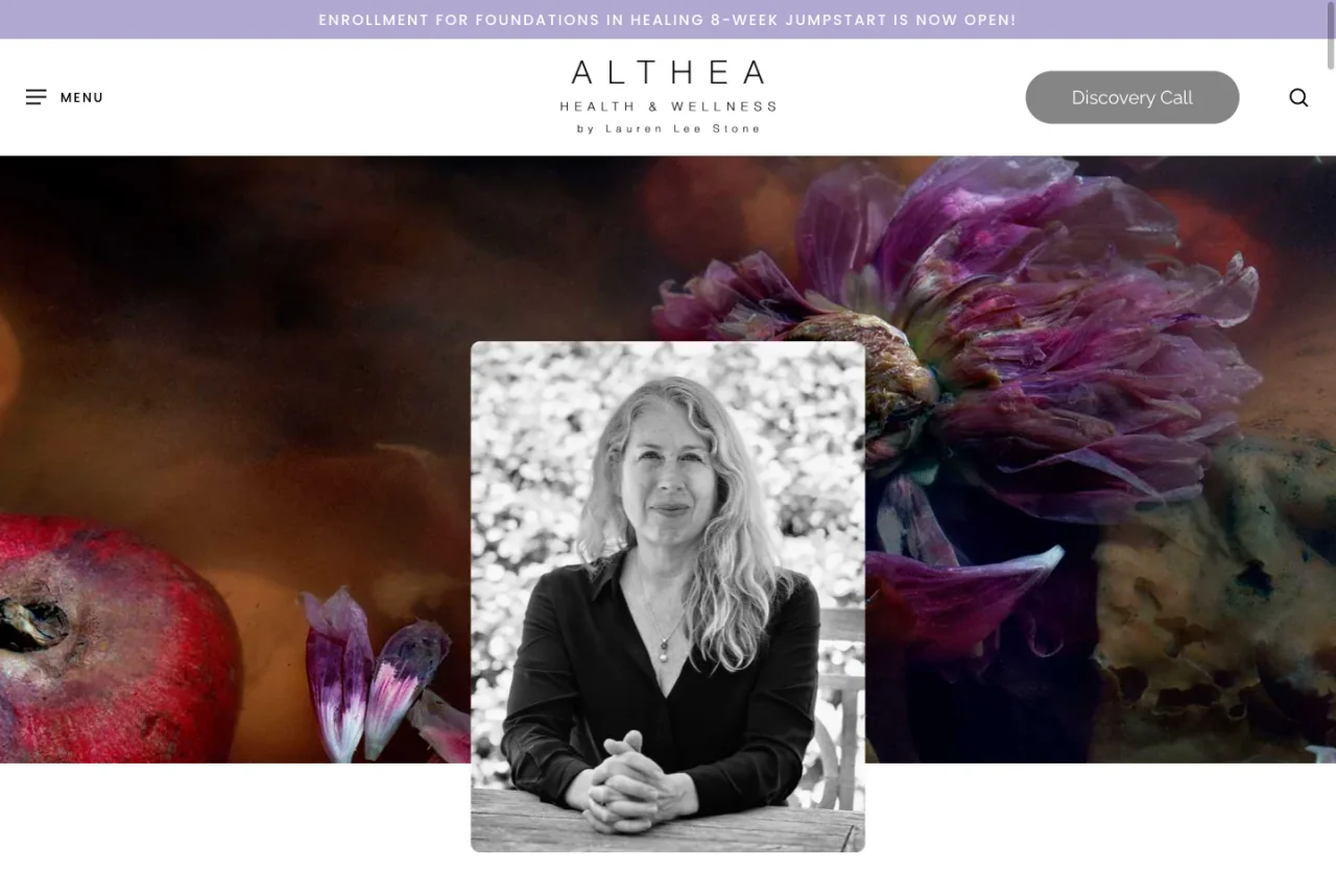 Althea Health & Wellness: About Lauren Lee Stone website screenshot