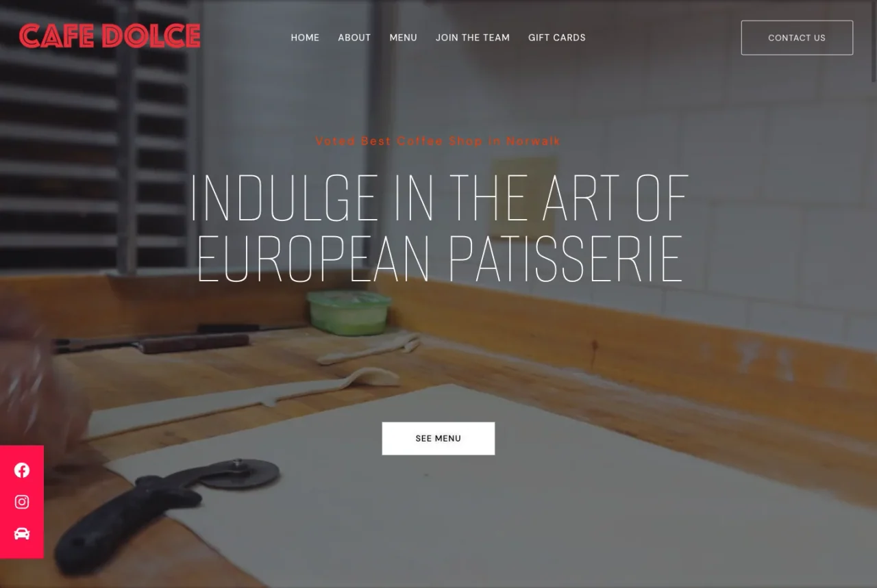 Cafe Dolce Norwalk: Homepage website screenshot
