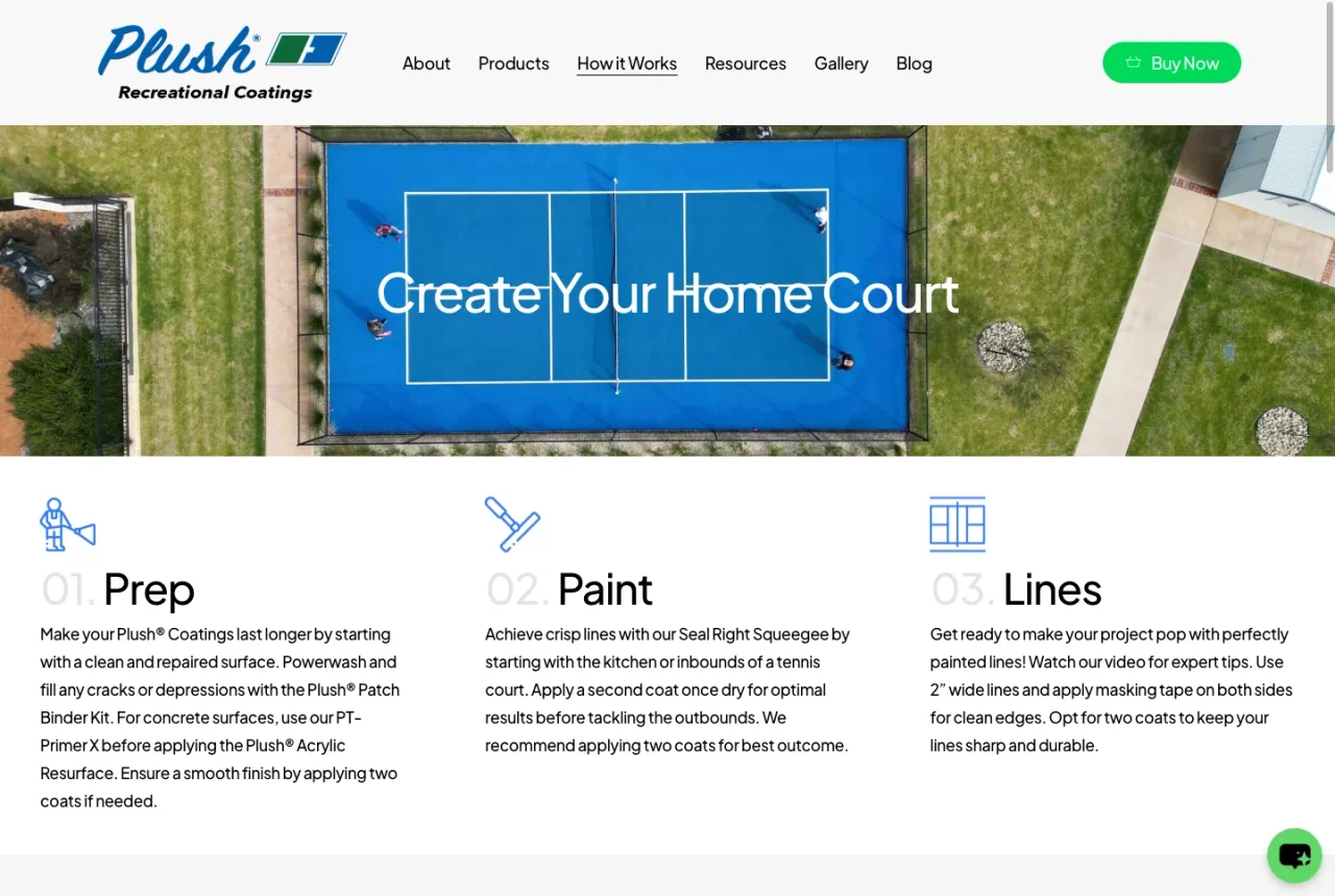 Plush Courts: Application guide website screenshot
