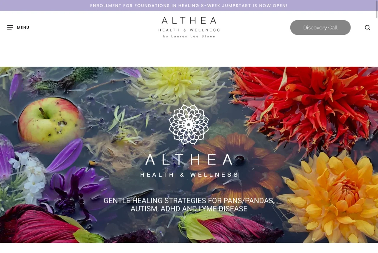 Althea Health & Wellness: Homepage website screenshot