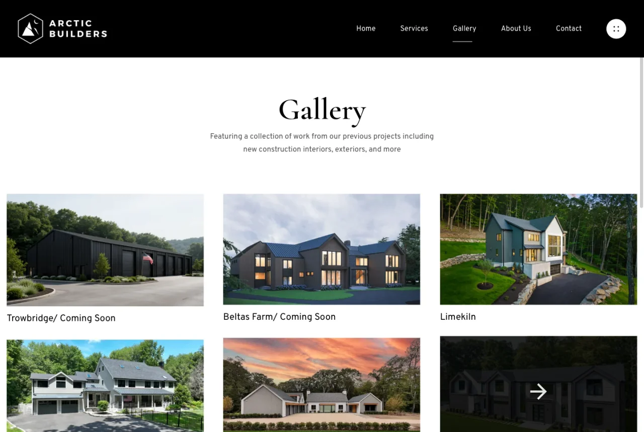 Arctic Builders: Project gallery website screenshot