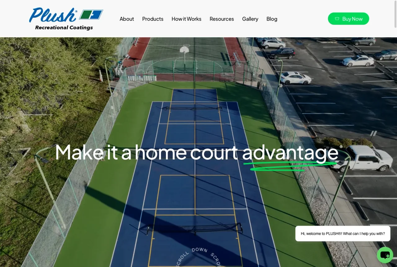 Plush Courts: Homepage website screenshot