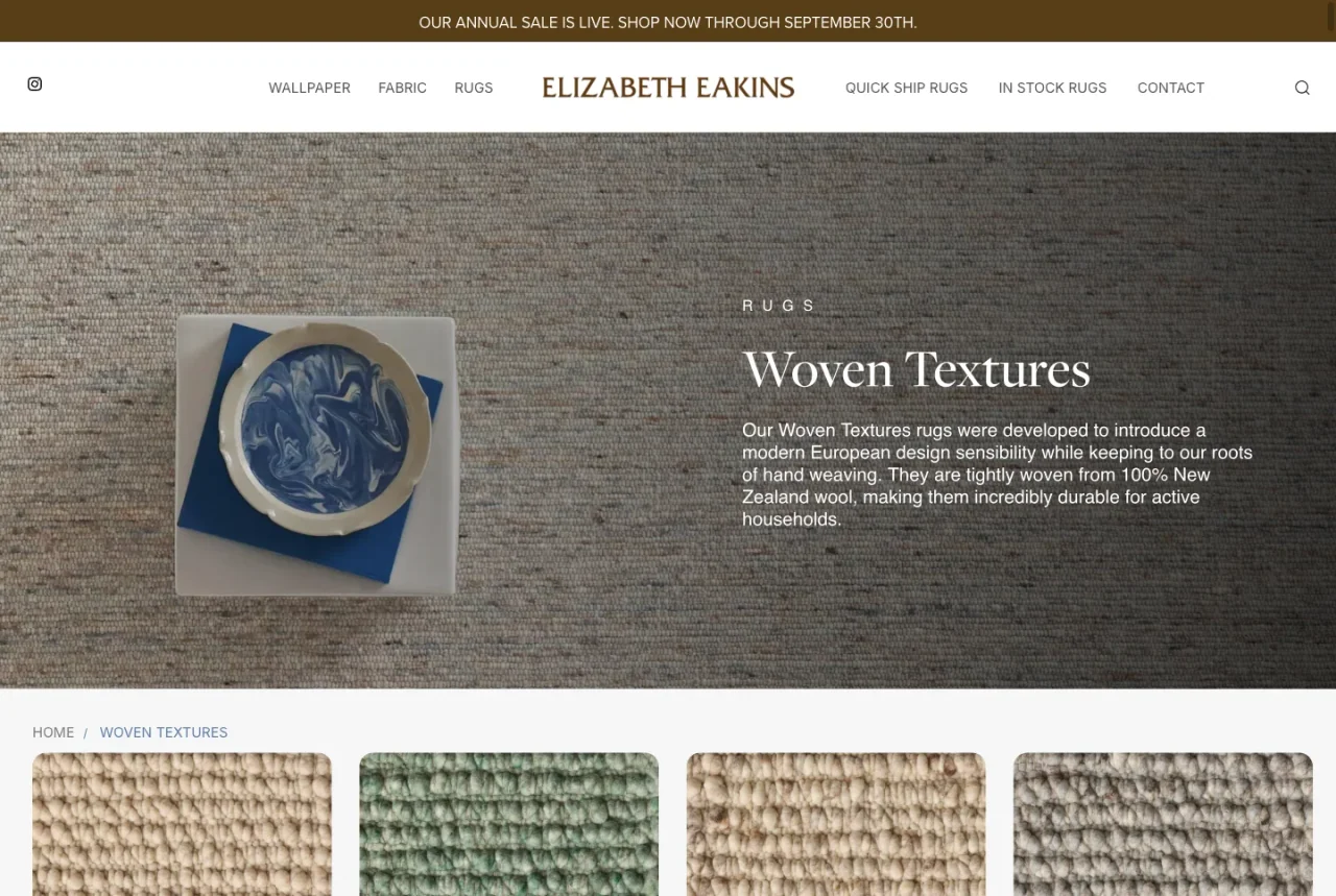 Elizabeth Eakins: Woven textures website screenshot