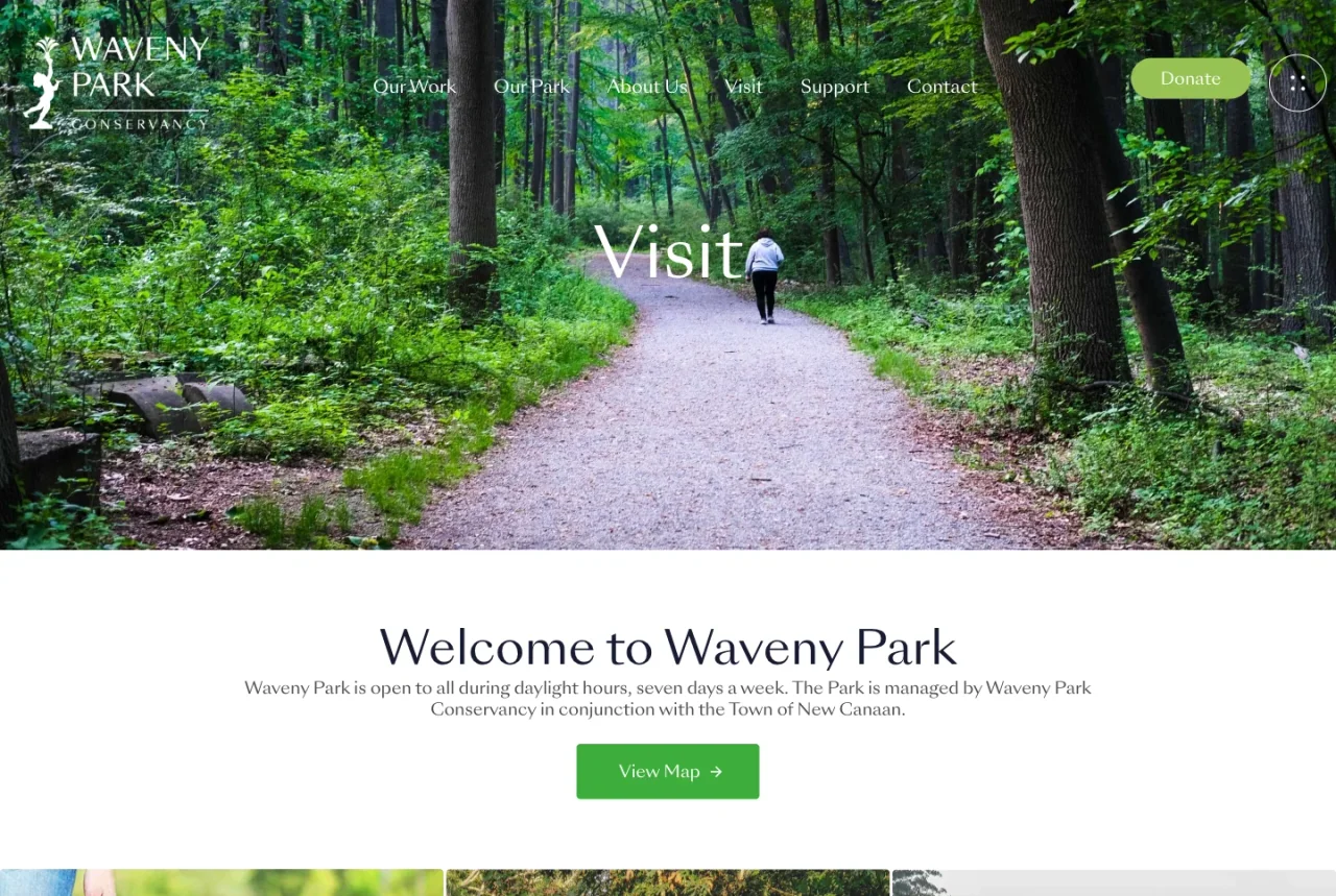 Waveny Park Conservancy: Plan a visit website screenshot