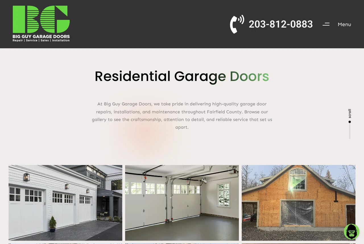Big Guy Garage Doors: Installation Gallery website screenshot