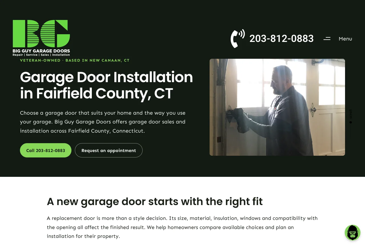 Big Guy Garage Doors: Garage Door Installation website screenshot