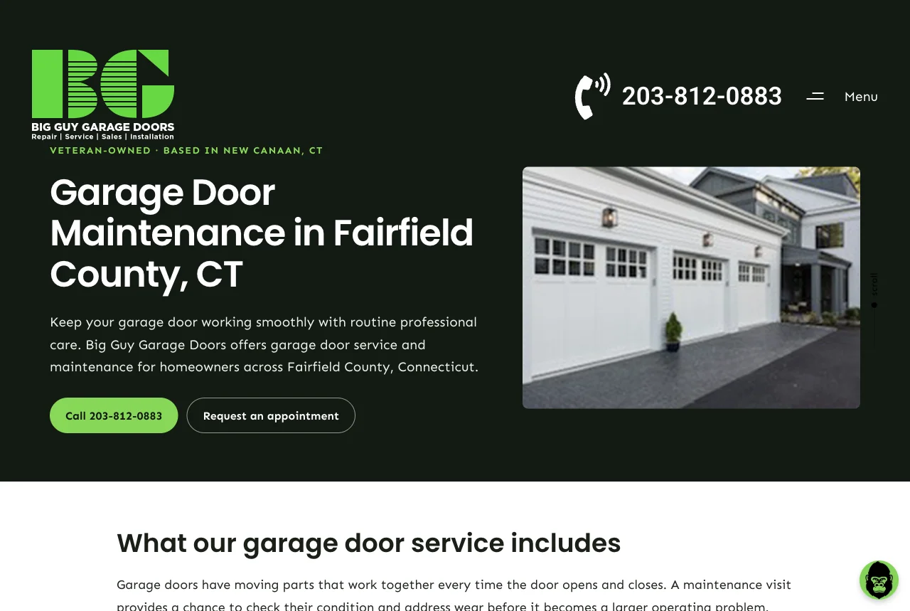 Big Guy Garage Doors: Garage Door Maintenance website screenshot