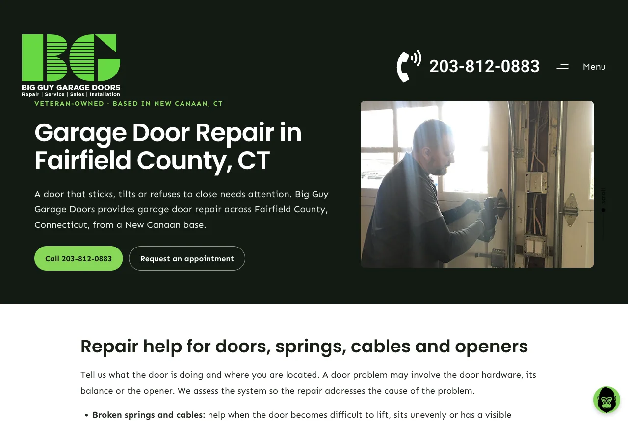 Big Guy Garage Doors: Garage Door Repair website screenshot