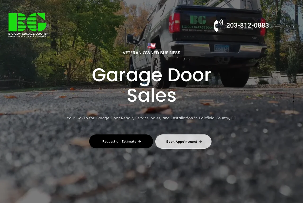 Big Guy Garage Doors specialty service business website designed by AK Design House