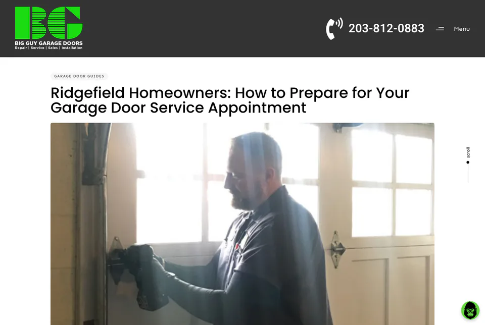 Big Guy Garage Doors: Ridgefield Service Preparation website screenshot