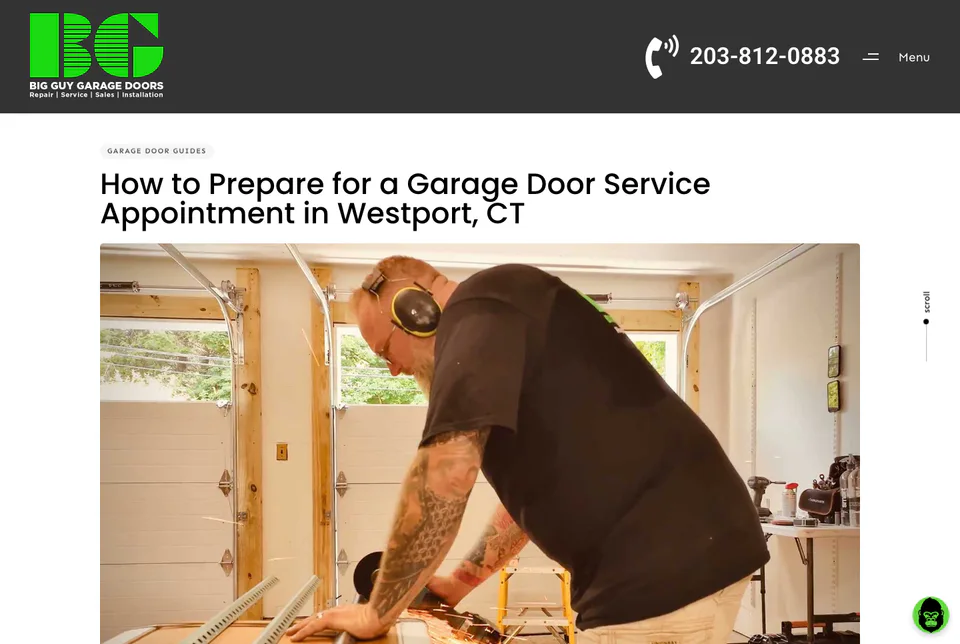 Big Guy Garage Doors: Westport Service Preparation website screenshot