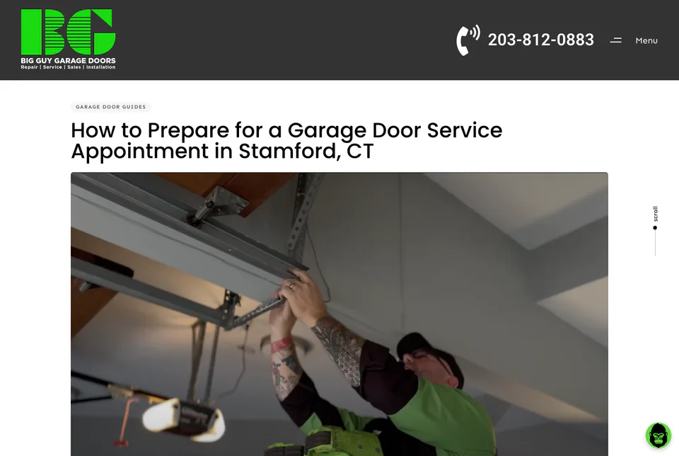 Big Guy Garage Doors: Stamford Service Preparation website screenshot