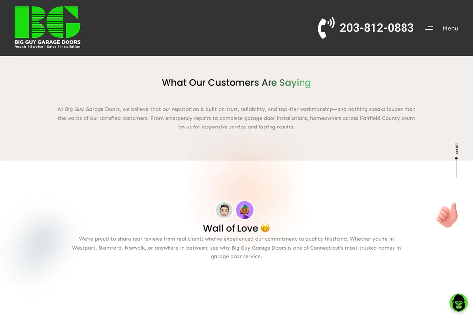 Big Guy Garage Doors: Reviews website screenshot