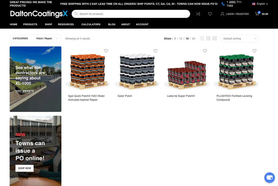 Dalton Coatings X: Patch Repair website screenshot