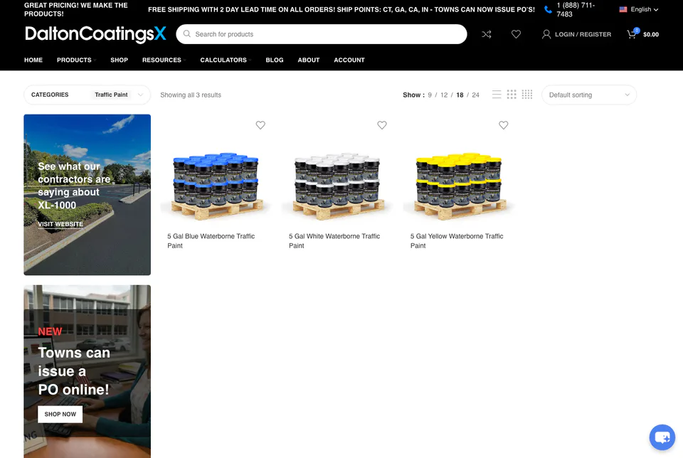 Dalton Coatings X: Traffic Paint website screenshot