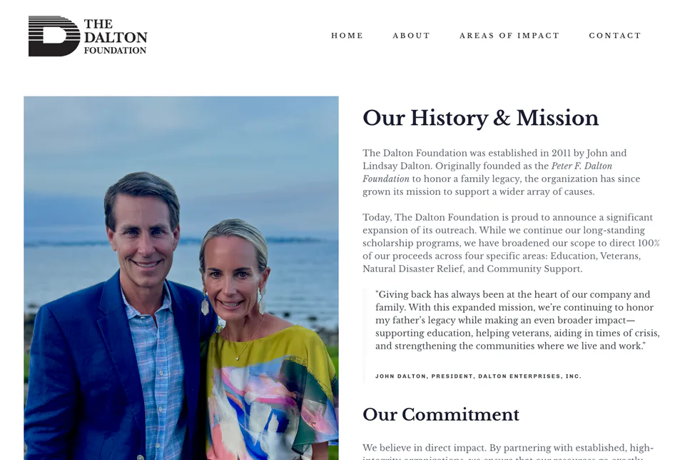 The Dalton Foundation: About website screenshot