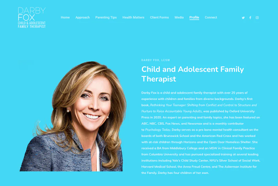Darby Fox: About Darby Fox website screenshot