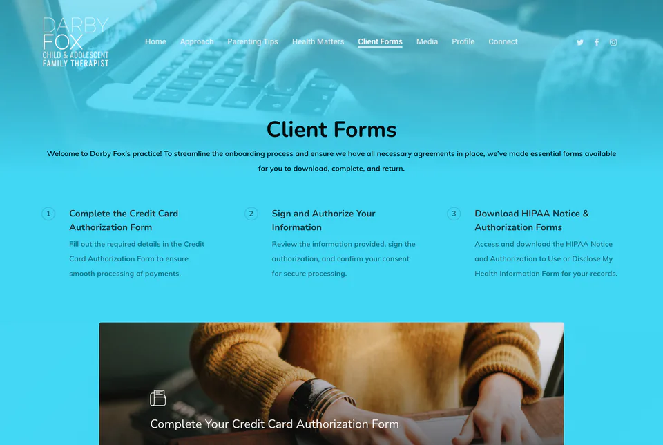 Darby Fox: Forms website screenshot