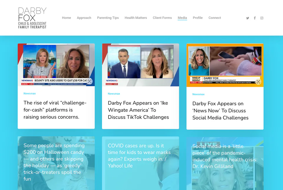 Darby Fox: Media website screenshot
