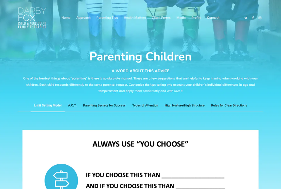 Darby Fox: Child Parenting Tips website screenshot