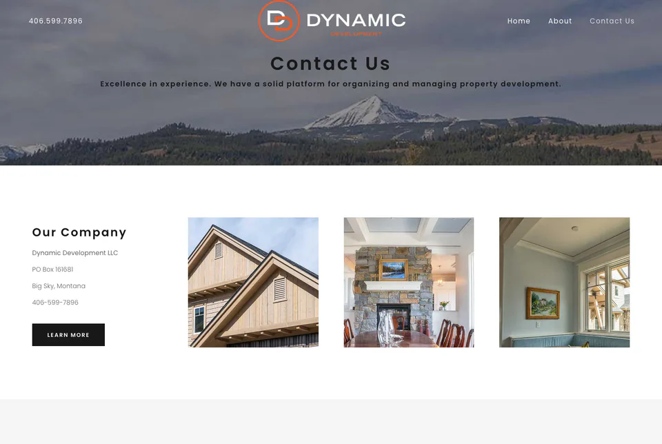 Dynamic Development: Contact website screenshot