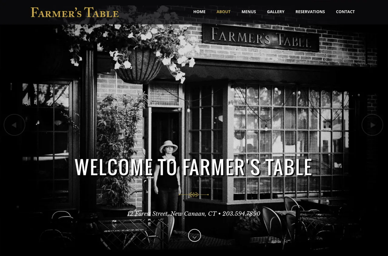 Farmer’s Table: Homepage website screenshot