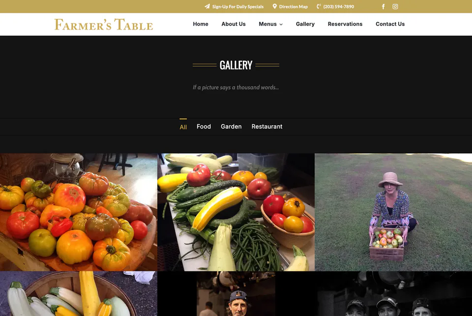 Farmer’s Table: Gallery website screenshot