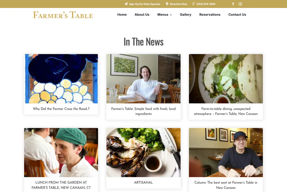 Farmer’s Table: News website screenshot