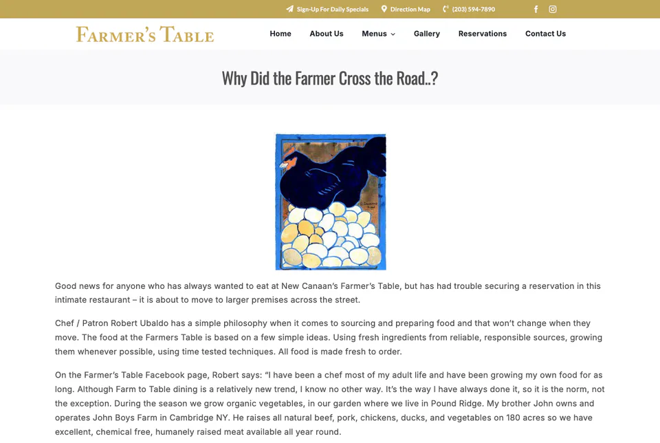 Farmer’s Table: Why Did the Farmer Cross the Road website screenshot