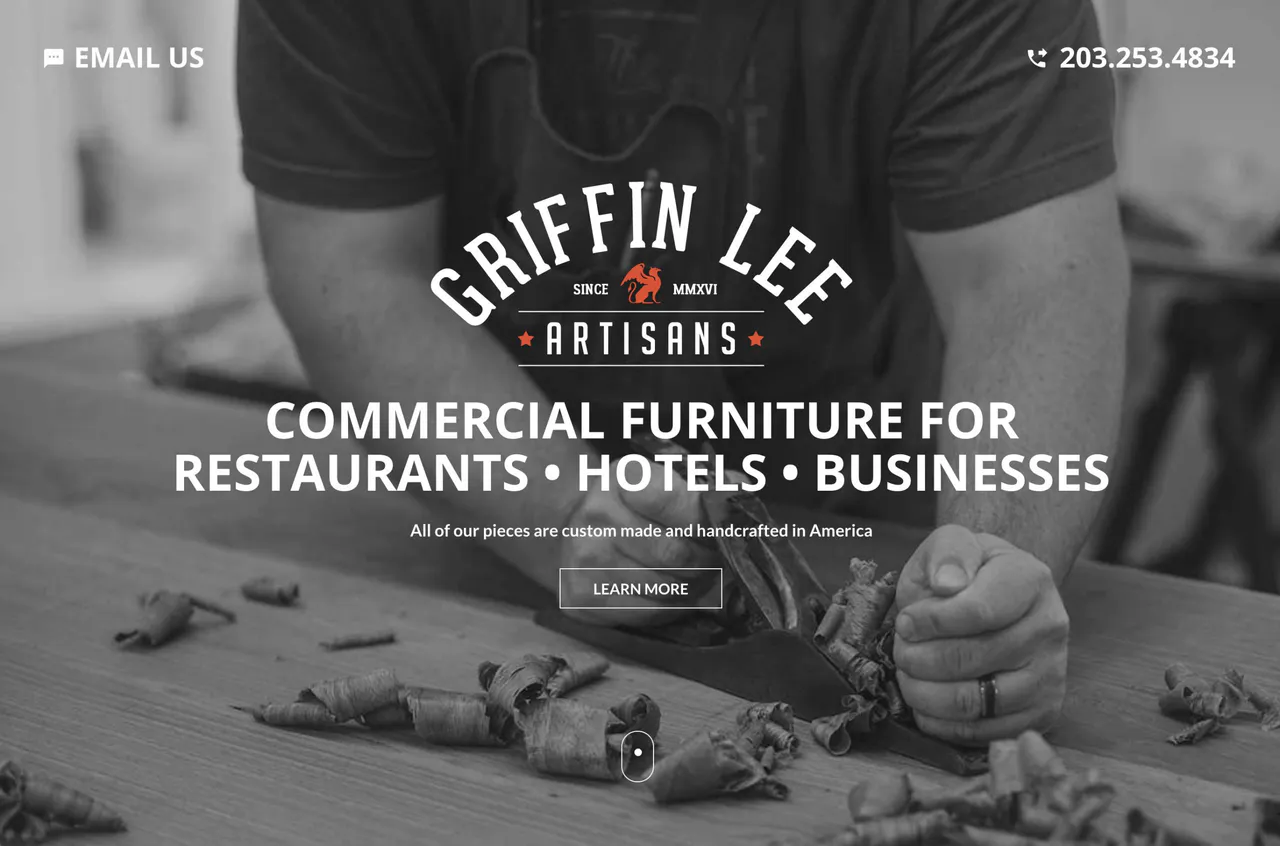 Griffin Lee Artisans commercial furniture manufacturer website homepage
