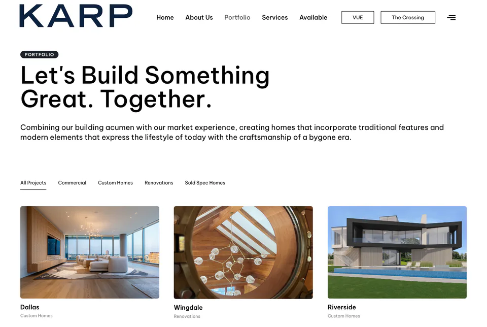 Karp Associates: Project portfolio website screenshot