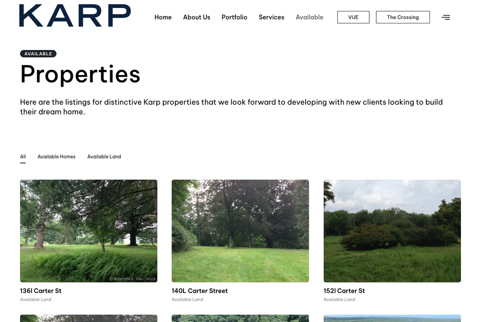 Karp Associates: Available properties website screenshot