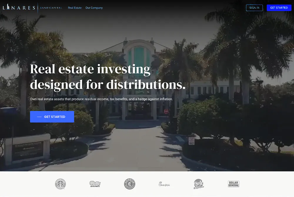 Linares Land Capital investment website designed by AK Design House