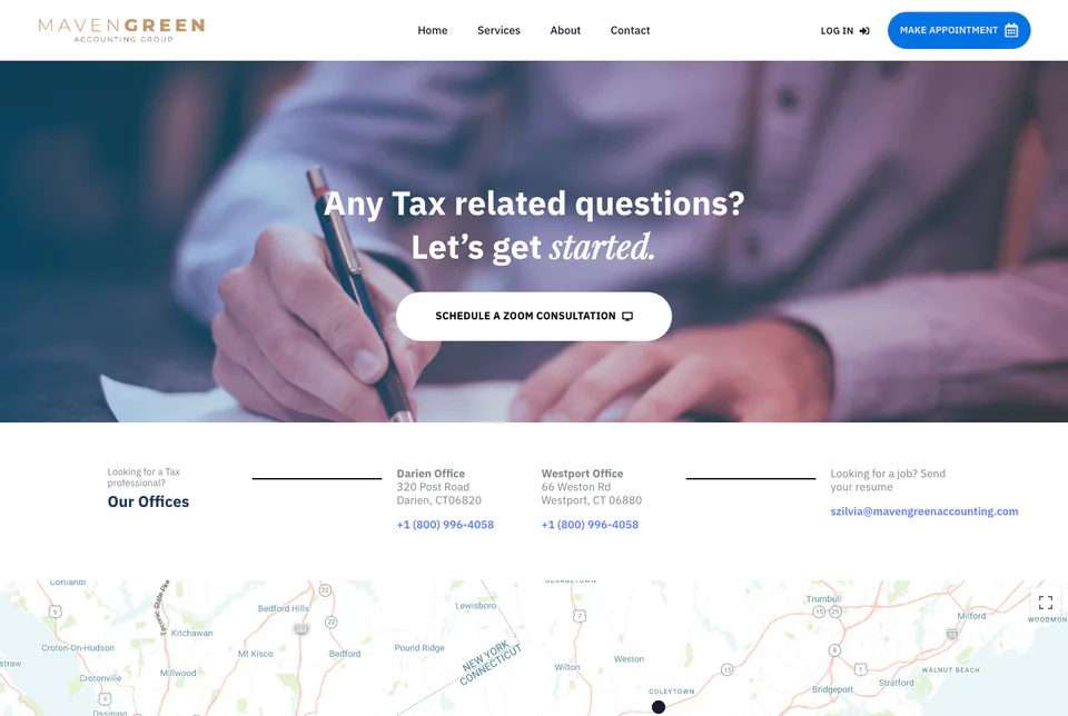 Maven Green Accounting: Contact website screenshot