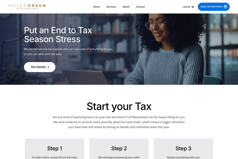 Maven Green Accounting: Individual Income Tax website screenshot