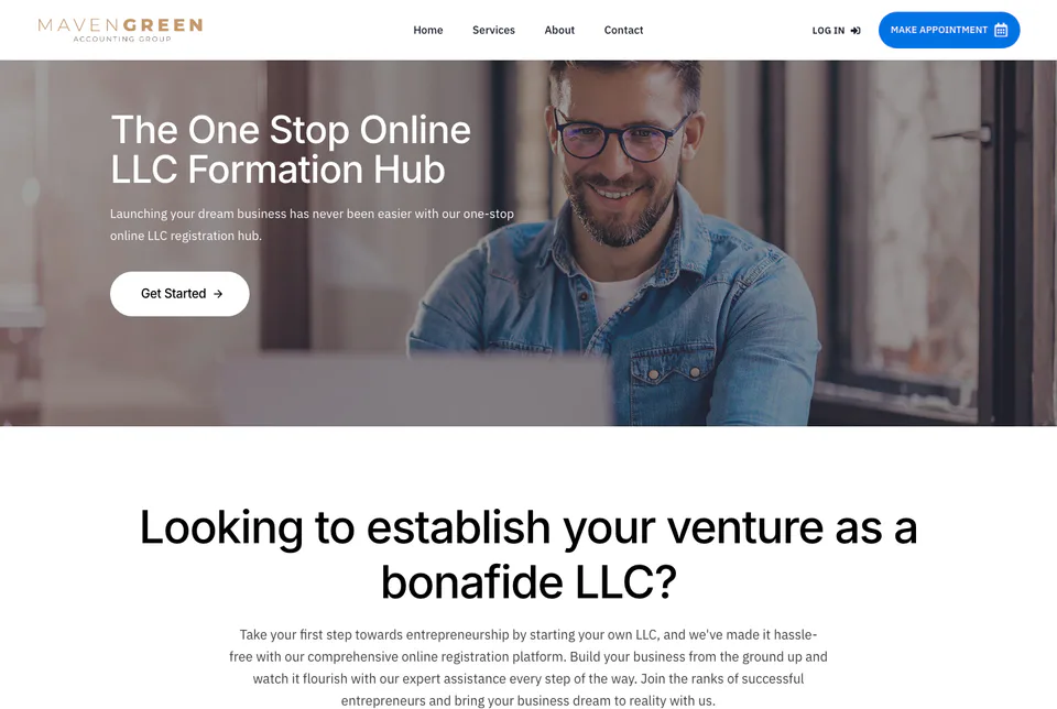 Maven Green Accounting: LLC Formation website screenshot