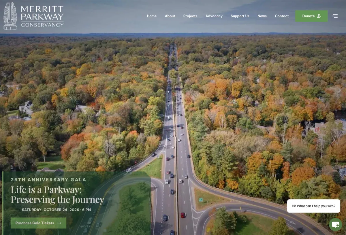 Merritt Parkway Conservancy: Homepage website screenshot