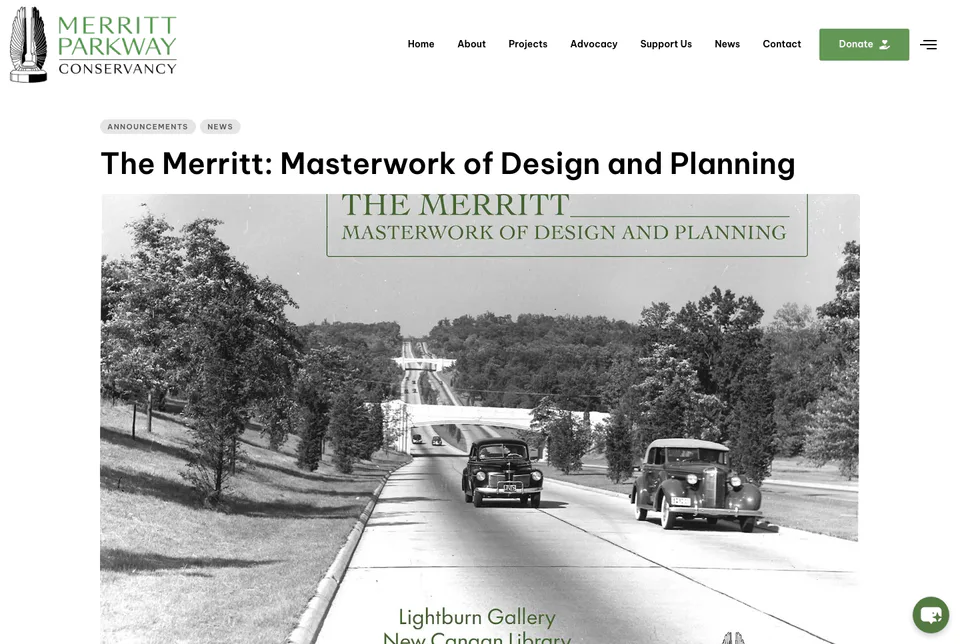 Merritt Parkway Conservancy: Design and Planning website screenshot