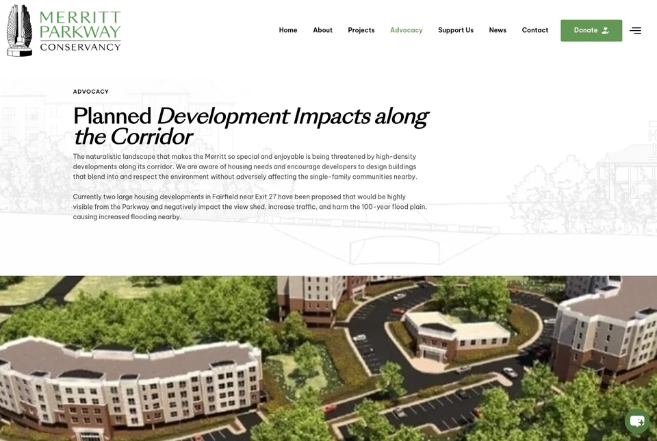 Merritt Parkway Conservancy: Parkway Advocacy website screenshot