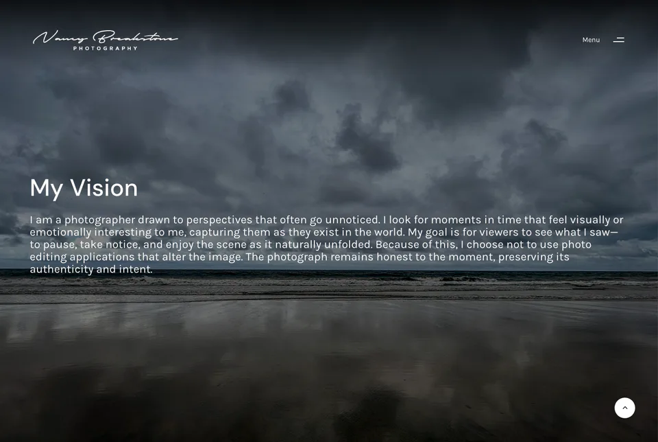Nancy Breakstone Photography: Statement website screenshot