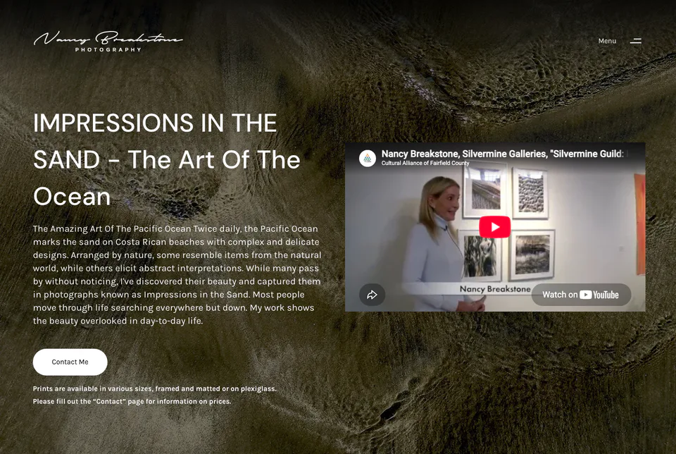 Nancy Breakstone Photography: Art of the Ocean website screenshot