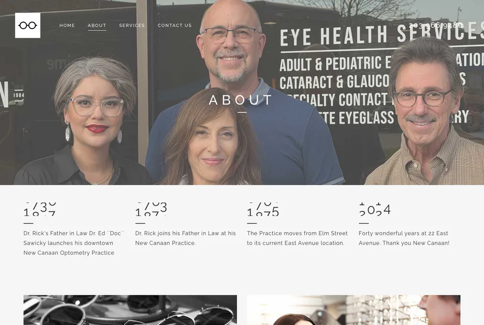 New Canaan Eye Associates: About website screenshot