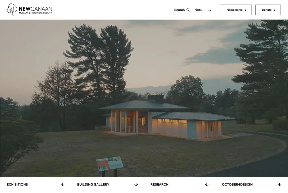 New Canaan Museum & Historical Society: Homepage website screenshot