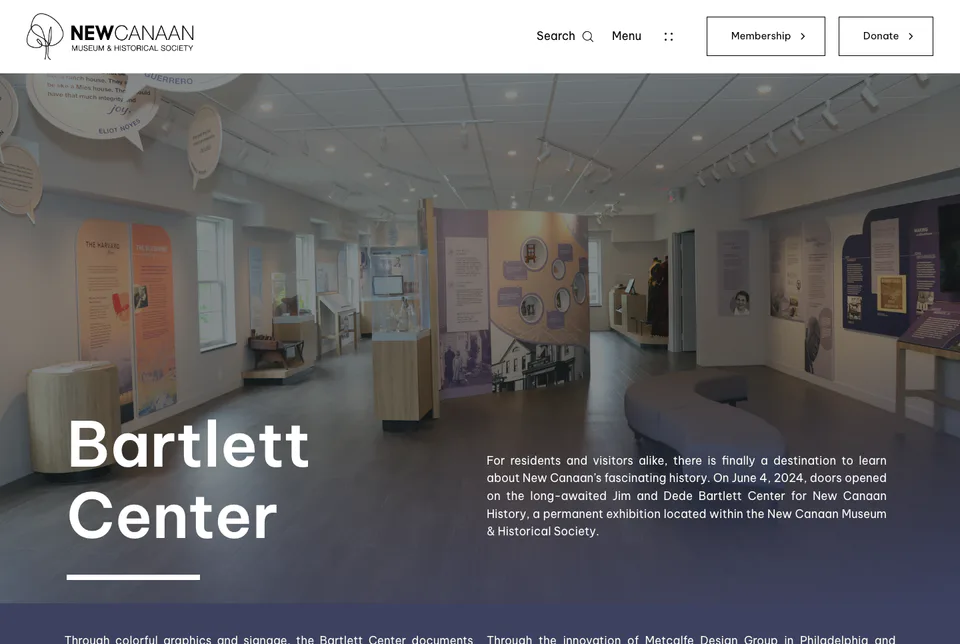 New Canaan Museum & Historical Society: Bartlett Center website screenshot