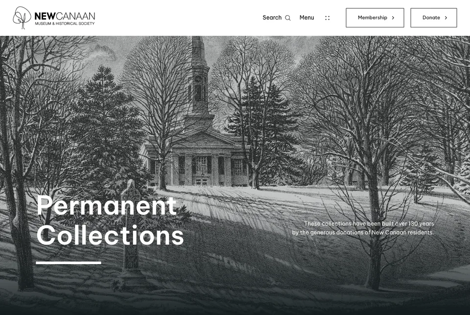 New Canaan Museum & Historical Society: Permanent Collections website screenshot